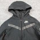 Nike Tech Hoodie Kids 6 Black Full Zip Fleece Reflective Chevron Sleeve Pocket