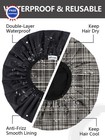 Reusable Waterproof Men S Shower Cap Black Plaid Adjustable Elastic Fit Years