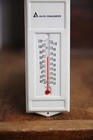 Vintage Allis Chalmers Advertising Metal Thermometer Farm Sign Tractor