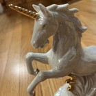 Unicorn Figurine Statue  White Iridescent   Gold Accents Hand Painted Japan 8   
