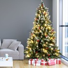 5 6 7ft Snow Frosted Christmas Tree With Lights Pinecone Xmas Luxury Bushy Decor
