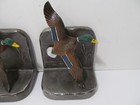 Vintage Mallard Greenhead Drake Flying Duck Cast Metal Book Ends
