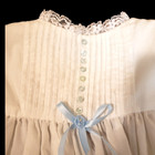 Baby Christening Gown 28  Long Handmade Beautiful Lace Blue Ribbon Trim Bows