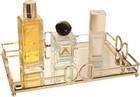 Gold Mirror Tray  Elegant Makeup vanity Tray  Luxury Rust-proof Glass For Bat   
