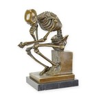 Big Skeleton Bronze Sculpture Thinker Skull Statue Milo Marble Gothic Art Decor