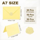 50pack Light Yellow 5x7 Envelopes  A7 Envelopes With Cards Stickers