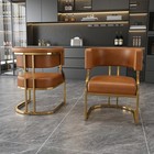 2 Pack Modern Pu Upholstered Dining Chairs Ergonomic Curved Back Accent Chair Us