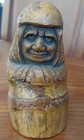 Rare Antique Japanese Bamboo Carved Face Of Old Man Or Woman Signed By Artist
