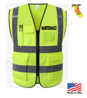 Maintenance Hi-vis Safety Reflective Vest Yellow Black Print Front back Xl