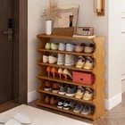 Bamboo Shoe Rack Wood Grain Storage Shelf Organizer Space Saving Stand
