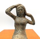 Vintage Cast Iron Sitting Mermaid 9  Garden Poolside Statue Figurine