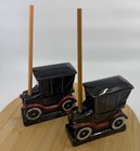 Pair Of Vintage Ceramic Chevrolet 1913 Car Bookend pencil Holders Made In Japan