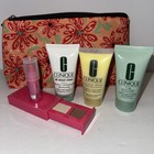 Clinique 6 Pc Travel Size Skincare Makeup Gift Set Cosmetic Bag Cleanser Scrub