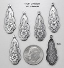 0145 Antiqued  925 Sterling Silver Plated Floral Drop W top Hang Ring - 6 Pcs