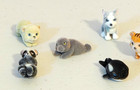 14 Piece Vintage Mini Flocked Polar Bears  Dogs  Whale  Seahorse Animals
