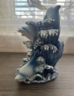 Vtg Blue Dolphin 3d Figurine 7 5  T Porpoise Riding The Waves 1999 Trinket Y2k