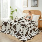  Cow Print Throw Blanket Non Shedding Milkyplush Queen  90  X 90   Black Brown