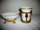 Hollywood Regency Vanity Set Filigree Soap Drinking Glass Stylebuilt Rope Twist