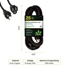 25 Ft Heavy Duty Extension Cord 16 Gauge 16 3 Outdoor Power Cord Black