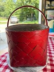 Woven Wood Basket Has All Original Vintage Details And Wood Handle Nice  Antique