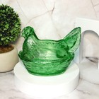 Hen On Nest Chicken Green Depression Style Glass Candy Dish  Vintage Style Decor