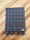 Burberry s Classic Check 100  Cashmere Charcoal Gray Scarf Made In England