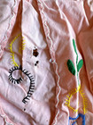 Vintage Granny Core Handmade Floral Embroidered Half Apron Pink Kitchy