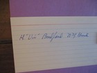 Vic  Bradford died In 1994 signed Index Card W 8 X 11 Display W stats obit photo