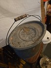 Vintage Galvanized Metal Wood Handle Minnow Bucket