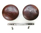 Pair Antique Vintage Victorian Art Deco Wooden Door Knobs W Spindle Salvage
