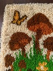 Vintage 1970s Handmade Mushroom Latch Hook Rug Wall Hanging