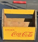 Coca Cola 6-bottle Ww Ii War Wings 1940 s Wooden Yellow Vintage Carrier