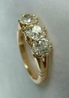3 27ct Vintage Art Deco Style Round Lab Created Diamonds 14k Yellow Gold Fn Ring