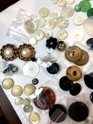 Lot Of  Misc Vintage Buttons glass  Mother Of Pearl  Plastic  Metal  Gold Brass