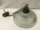 Vintage Large Pendant Light Fixture Thick 18  Holophane Glass Shade Old 984-25b