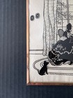 Pair Of Victorian Reverse Painting Convex Glass Silhouette Pictures Vtg 1940s