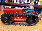 Nice Vintage 1930 s Marx  Tin Litho Red  2 Wind Up  Farm Tractor W  Driver