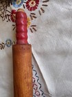 Antique Primitive Wooden Rolling Pin Red Painted Handles Farmhouse Kitchen Aafa