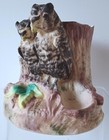 Antique German Bisque Of A Couple Of Owls  Cigarette   Match Holder Striker Rare