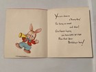Vintage 1950s Mechanical Anthropomorphic Bunny Rabbit Birthday Greeting Card