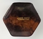 Vintage Italian Leather Jewelry Hexagon Trinket Box Italy -gold Embossed W lion