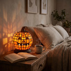 Halloween Pumpkin Lamp Tiffany Style Stained Glass Light Vintage Resin Jack-o   