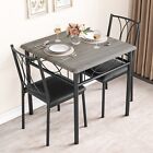 Dining Set Table And 2 Upholstered Chairs Wood Top Breakfast Dinette For Kitchen