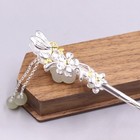 New Solid 925 Sterling Silver Hairpin Women Jade Flower Figure Women Hairpin
