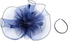 Sinamay Fascinator Hat Floral Feather Pillbox Derby Hats One Size 01-navyblue