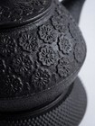 Vintage Style Black Cast Iron Floral Tetsubin Teapot With Matching Trivet