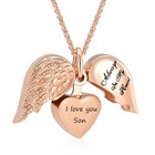 Angel Wing Heart Urn Necklace For Ashes   Stainless Steel Cremation Jewelry  Mem