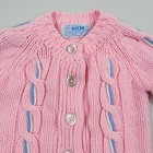 Vtg 60s Cowichan Akm Baby Toddler Pink Cableknit Button Cardigan Sweater