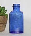 Vintage Milk Of Magnesia Blue Glass Bottle Hand Crafted Old Original  Usa