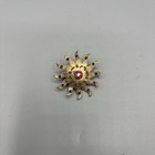 Vintage Astrology Zodiac Birthstone Sterling Silver Sun Brooch Pin As Is
